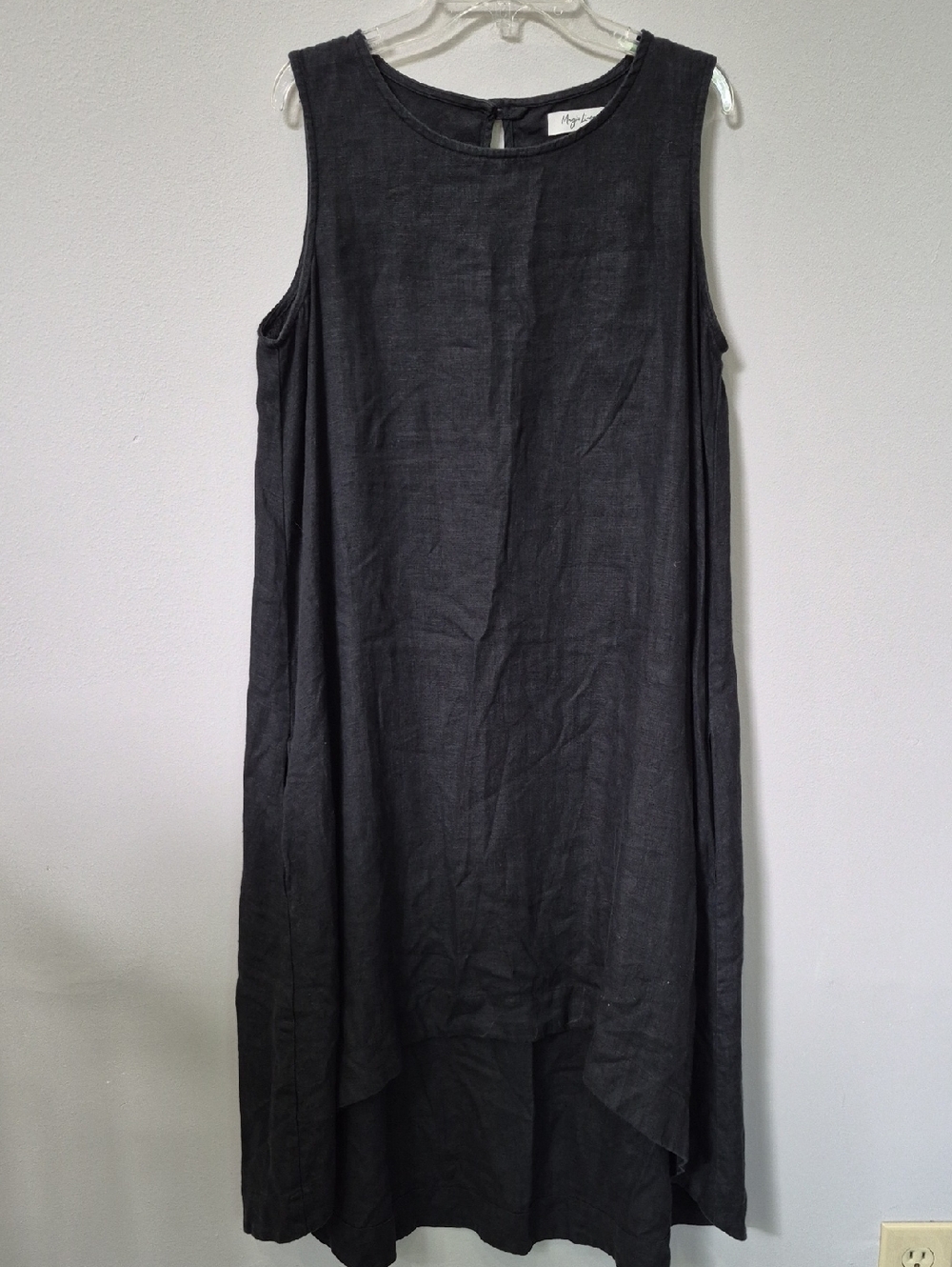 Magic Linen Dress M Sleeveless High-Low A-line Minimalist Lagenlook Midi